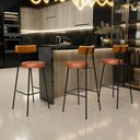 Ver imagem 2 de Kit 02 Banquetas Alta Cozinha Sala Jantar Milão L02 Couríssimo Whisky Couríssimo Camel - Lyam Decor