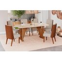 Ver imagem 1 de Conjunto Mesa de Jantar Adriana com Vidro e 6 Cadeiras Anne Henn - Nature/off White/corano Caramelo/