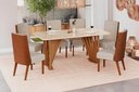 Ver imagem 1 de Conjunto Mesa de Jantar Adriana com Vidro e 6 Cadeiras Anne Henn - Nature/off White/corano Caramelo/
