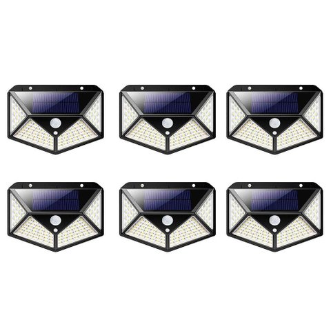 Luminaria Solar Spot Kit 6 Uni Balizadora Parede 3 Funçoes Sensor Presença Lampada Iluminaçao