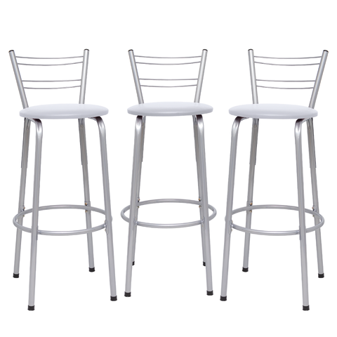 Kit 3 Banquetas para Balcão Flórida Prata Bistrô Ilhas Cozinha Gourmet Bares
