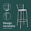 Ver imagem 4 de Kit 3 Banquetas para Balcão Flórida Prata Bistrô Ilhas Cozinha Gourmet Bares