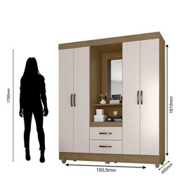 Guarda Roupa Casal Capela Lite Nature Off White - Móveis Leão - 4 Guarda Roupa Casal Capela Lite Nature Off White - Móveis Leão - 4