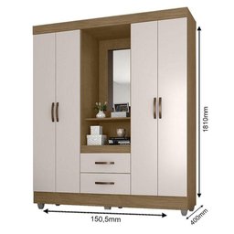 Guarda Roupa Casal Capela Lite Nature Off White - Móveis Leão - 5 Guarda Roupa Casal Capela Lite Nature Off White - Móveis Leão - 5