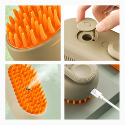 Escova a Vapor para Pets 3 em 1 - Beje com Laranja - 5