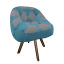 Ver imagem 2 de Poltrona Paloma Escritório Sala Giratória Madeira Suede Azul Turquesa e Suede Cinza - Dominic Decor