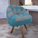 Ver imagem 1 de Poltrona Paloma Escritório Sala Giratória Madeira Suede Azul Turquesa e Suede Cinza - Dominic Decor
