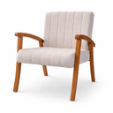 Ver imagem 3 de Kit 2 Poltronas Haley Decorativa Linho Sala Estar Área Gourmet Varanda Madeira Maciça:cru