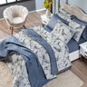 Kit Edredom Beija-flor Azul/Cinza com Fronhas QUEEN 03 Peças - Dupla Face Estampado Percal 300 Fios  - 2