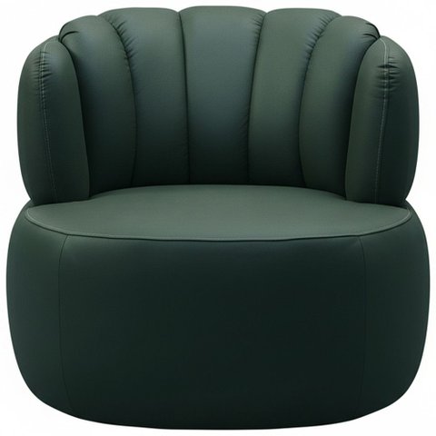 Poltrona Giratória Orgânica para Sala Living Oceane L06 Couro Verde Escuro - Lyam Decor