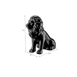 Escultura Estátua Decorativa Leão Sentado 60 Cm:preto Brilho - 2