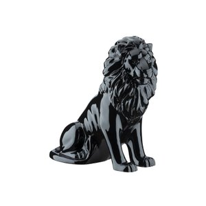 Escultura Estátua Decorativa Leão Sentado 60 Cm:preto Brilho