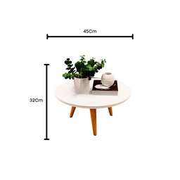 Mesa de Centro e Lateral Apoio para Sala Tripe Redonda Retro - 4