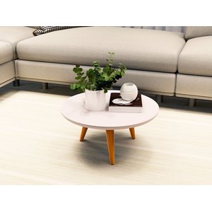 Mesa de Centro e Lateral Apoio para Sala Tripe Redonda Retro