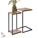 Ver imagem 1 de Kit 2 Mesa Auxiliar de Canto para Sofá Estilo Industrial Celeste
