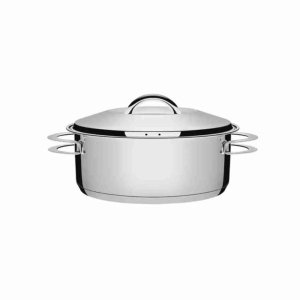 Caçarola Rasa em Aço Inox Fundo Triplo Com Tampa Tramontina Solar 24 cm 4,70 Litros 62503/241