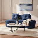 Ver imagem 1 de Sofá 3 Lugares Orgânico Curvo Madrid 180cm Suede Azul Marinho