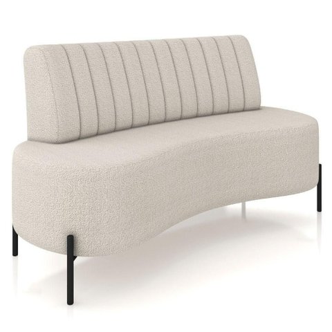 Sofá Chaise 2 Lugares Sala Living 160cm Pés Industrial Cayman K01 Bouclê Bege Lyam Decor