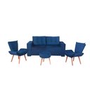Ver imagem 1 de Kit Marina - Sofá + 2 Cadeiras e 1 Puff Pávia Azul Abílio