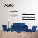 Ver imagem 2 de Kit Marina - Sofá + 2 Cadeiras e 1 Puff Pávia Azul Abílio