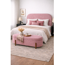 Ver imagem 2 de Kit Atenas Cabeceira de Cama Box Orgânica e Recamier Calçadeira Baú Queen 160 Cm Suede Rosa Eli Móve