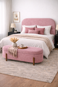 Ver imagem 2 de Kit Atenas Cabeceira de Cama Box Orgânica e Recamier Calçadeira Baú Queen 160 Cm Suede Rosa Eli Móve