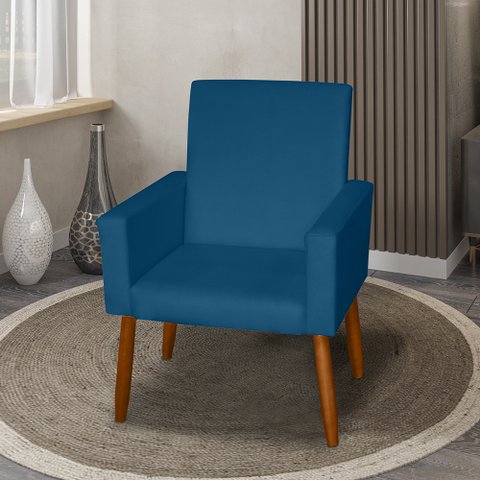 Poltrona Decorativa Mel Suede Azul Marinho Sky Mobile