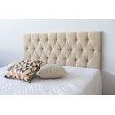 Ver imagem 1 de Cabeceira Estofada Para Cama Queen Capitonê 160x60cm Bege Claro - Tecido Veludo Suede Liso