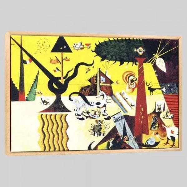 Quadro Reprodução Miró Terra 95x63 Moldura Natural - 1