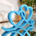 Ver imagem 1 de Estatueta Coração Romance 26cm - Decoração Casal Quarto Sala - Cor: Azul Claro