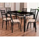 Ver imagem 1 de Conjunto Mesa de Jantar com 6 Cadeiras 141 Malva Tampo Vidro 140cm Sf Preto Assento Cedro - Combo St