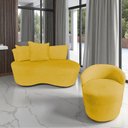 Ver imagem 1 de Kit Namoradeira + Poltrona Yara Orgânica Couro Amarelo