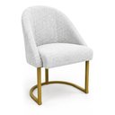 Ver imagem 3 de Kit 04 Cadeiras Poltrona de Jantar Lua Boucle Off White Base Ferro Dourado Dal Poz Estofados