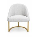Ver imagem 4 de Kit 04 Cadeiras Poltrona de Jantar Lua Boucle Off White Base Ferro Dourado Dal Poz Estofados