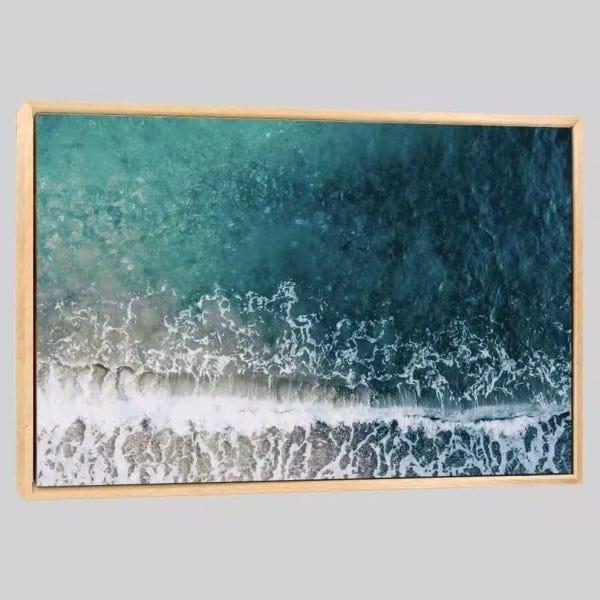 Quadro Paisagem Onda Do Mar 95x63 Moldura Natural - 1