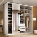 Ver imagem 2 de Closet Casal 1 Porta de Correr com Espelho 3 Gavetas 208cm Mdf Sonni R02 Branco - Lyam Decor