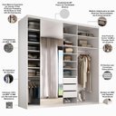Ver imagem 4 de Closet Casal 1 Porta de Correr com Espelho 3 Gavetas 208cm Mdf Sonni R02 Branco - Lyam Decor