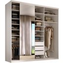 Ver imagem 1 de Closet Casal 1 Porta de Correr com Espelho 3 Gavetas 208cm Mdf Sonni R02 Branco - Lyam Decor