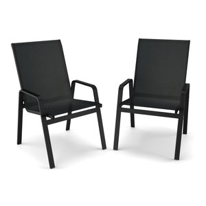 Kit 2 Cadeira Riviera Piscina Praia Alumínio Preto Tela Preto
