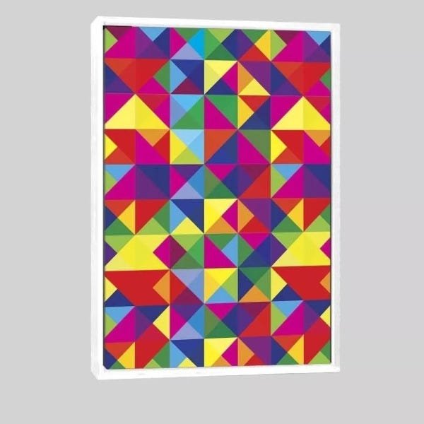 Quadro Abstrato Alegria Colorida 95x63 Moldura Branca - 1