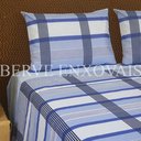 Ver imagem 4 de Jogo de Cama Casal Queen 100% Algodão Listrado Xadrez Azul 4 Peças