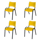 Ver imagem 1 de Kit 4 Cadeira Iso Tubo Oblongo Aço Industrial Empilhavel - Amarelo
