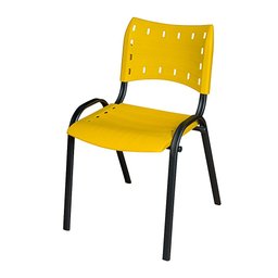 Kit 4 Cadeira Iso Tubo Oblongo Aço Industrial Empilhavel - Amarelo - 2
