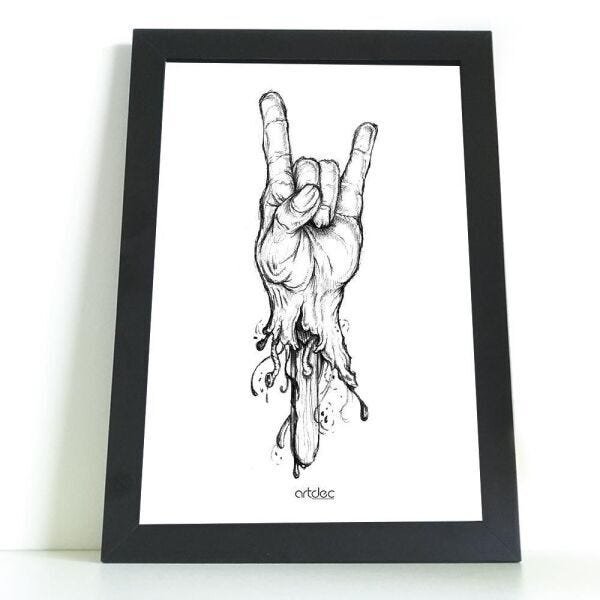 QUADRO DECORATIVO ROCK AND ROLL COM VIDRO - 20x30 - 1