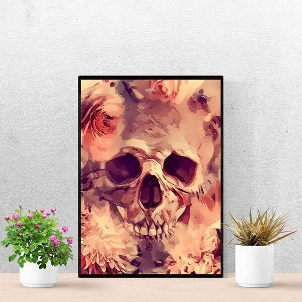 QUADRO DECORATIVO SKULL COM VIDRO - 20x30 - 2