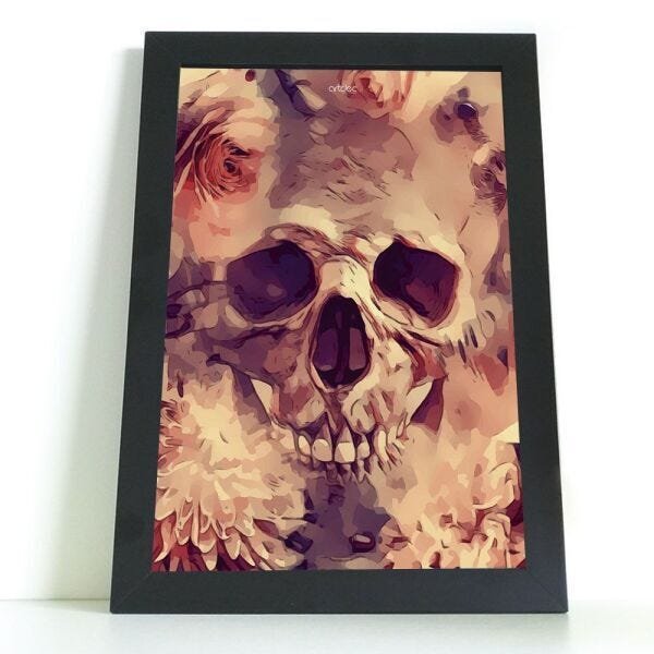 QUADRO DECORATIVO SKULL COM VIDRO - 20x30 - 1