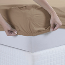 Ver imagem 3 de Lençol Cama Queen Elásticos 40cm Altura Microfibra Super Macio - Caqui