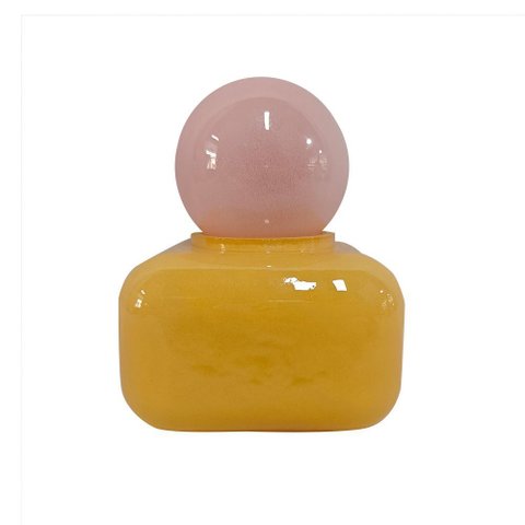 Garrafa Decorativa de Vidro Rosa e Amarelo 12,5cm Bx0015 Btc
