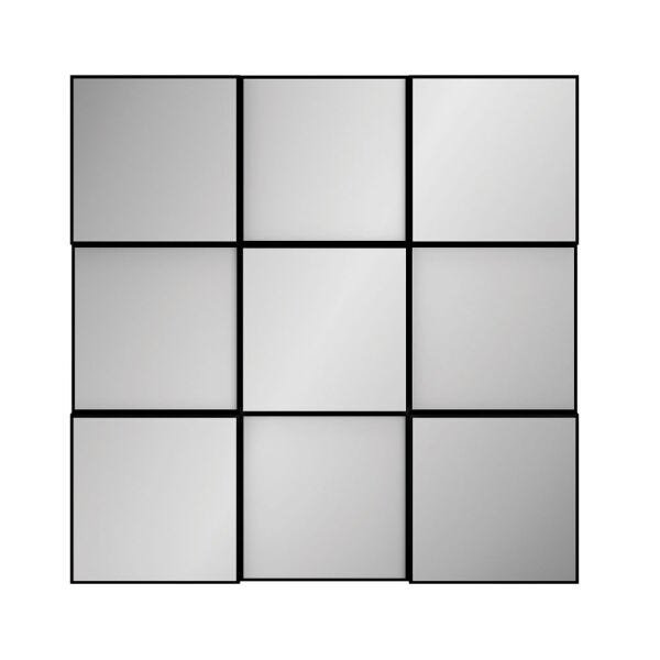 Espelho Decorativo 3D Quadriculado Winter 75 cm Moldura Preto Brilho - Lyam Decor - 3