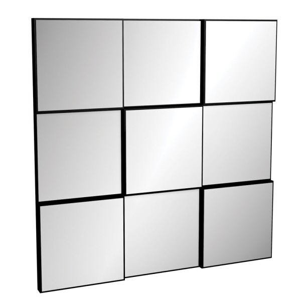 Espelho Decorativo 3D Quadriculado Winter 75 cm Moldura Preto Brilho - Lyam Decor - 1
